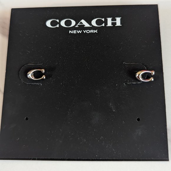 Coach Jewelry - Coach Silver Plated Earring Signature C